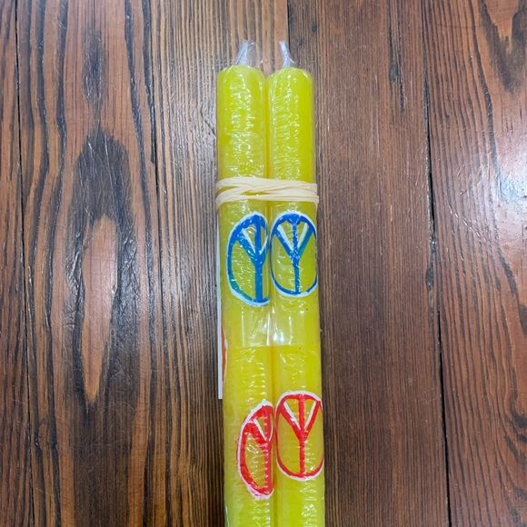 Two Peace Sign Tapered Candles - Picture 2 of 4